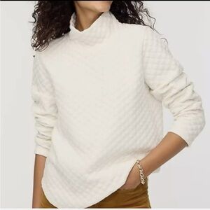 Women's J. Crew White Quilted Mockneck Pullover